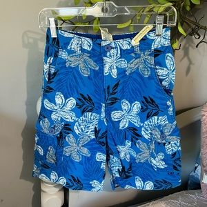 Cargo shorts boys adjustable waist blue tropical cotton new comfy